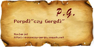 Porpáczy Gergő névjegykártya